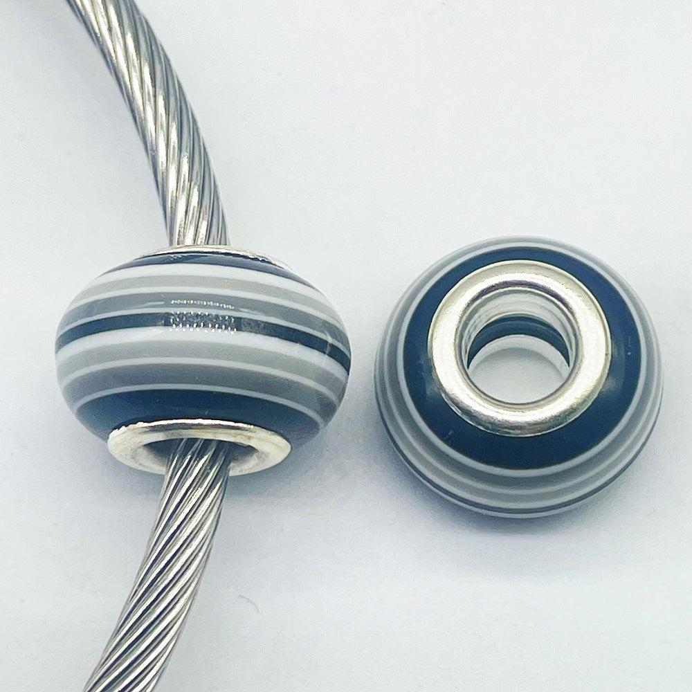 Acrylic Round Spacer Beads 14mm Rainbow Stripe Large Hole 50pcs 9