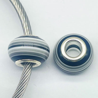 Acrylic Round Spacer Beads 14mm Rainbow Stripe Large Hole 50pcs 9