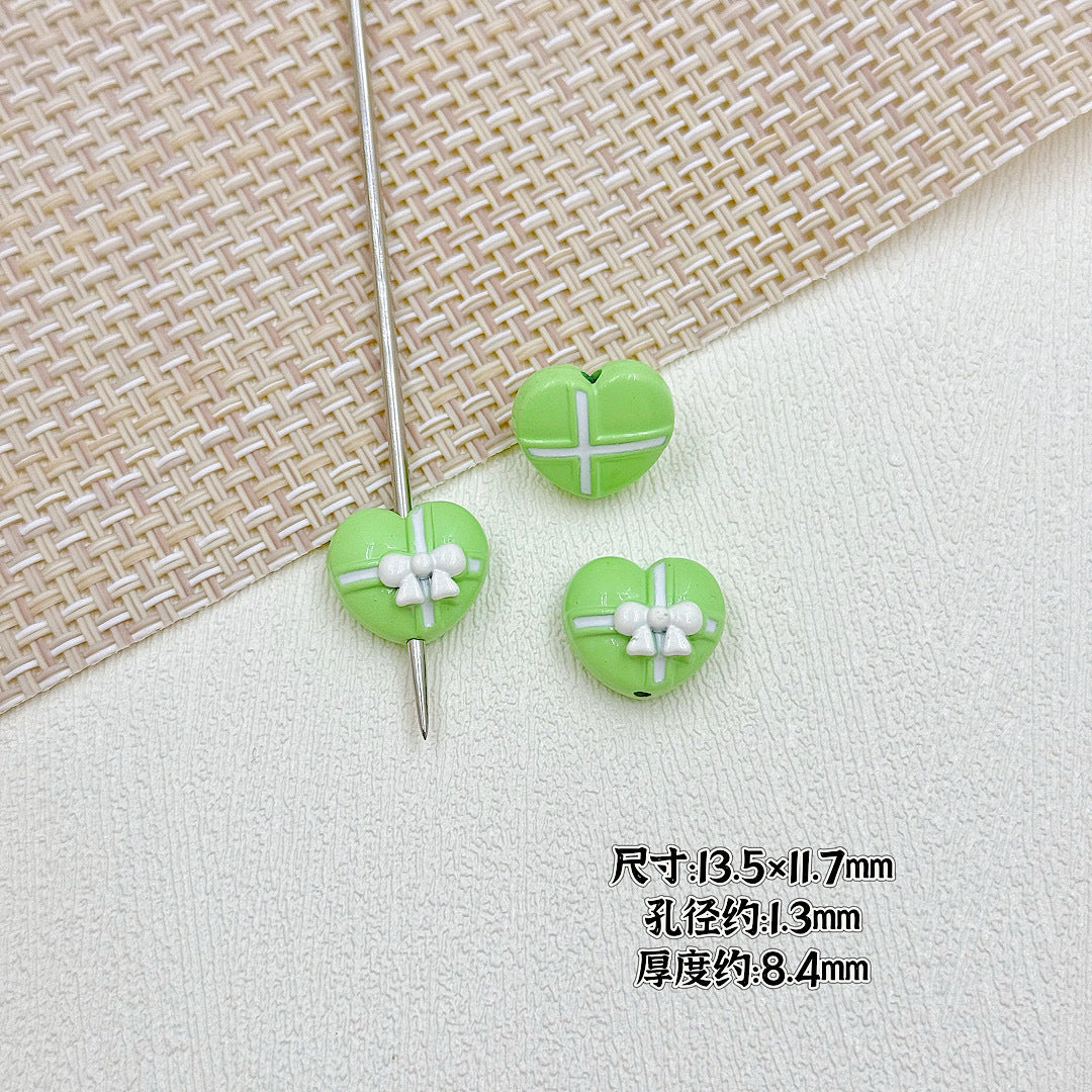 Bouquet and Heart Gift Box Metal Beads 13mm 16mm Pastel Painted 10pcs 16