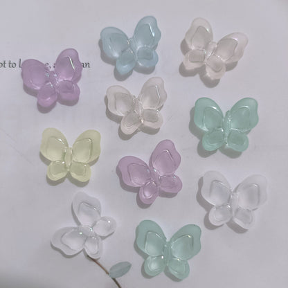 Transparent Butterfly Acrylic Beads 17mm Pastel Floral Mixed 60pcs 3
