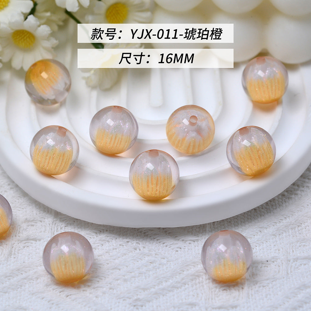 Clear Tulip Resin Beads 16mm Round Translucent Sparkle 10pcs 16