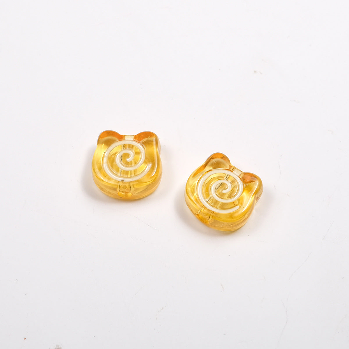 Clear Bear Biscuit Acrylic Beads 12mm Translucent Swirl 50pcs 12