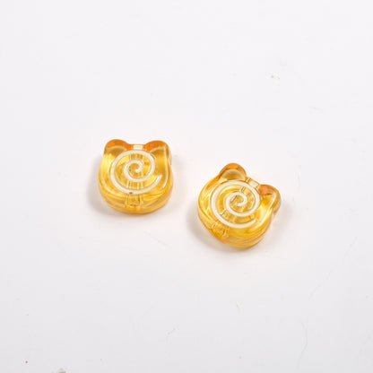 Clear Bear Biscuit Acrylic Beads 12mm Translucent Swirl 50pcs 12