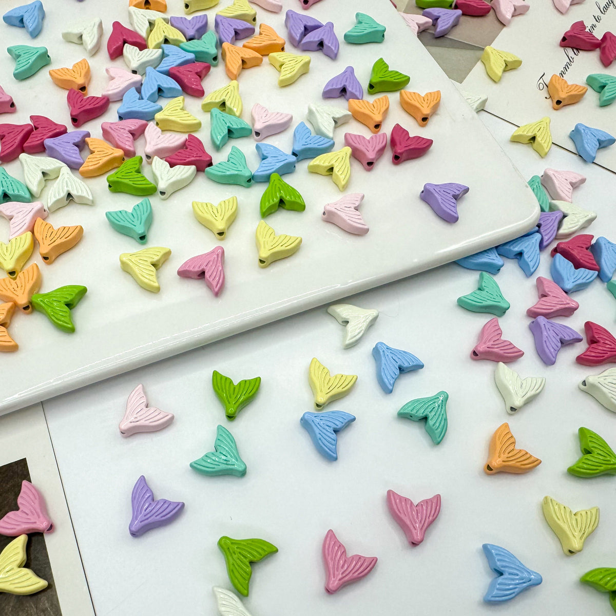 Mermaid Tail Metal Beads 10mm Pastel Painted Scales 20pcs 2