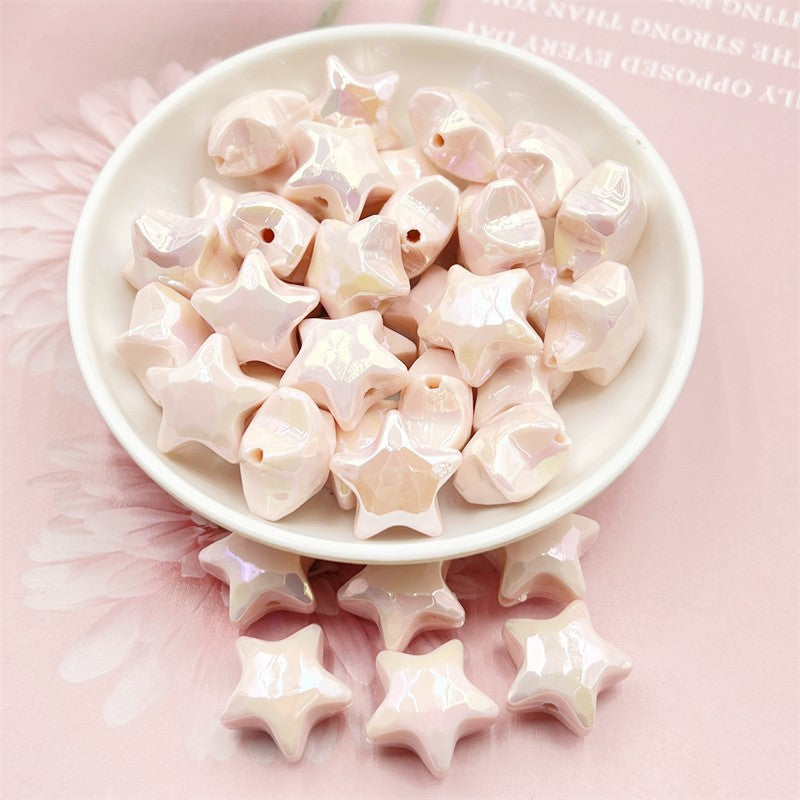 Glow Star Acrylic Beads 20mm UV Plated Cream Colors 10pcs 9