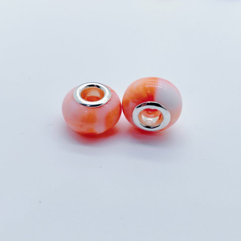 Acrylic Round Spacer Beads 14mm Ink Imitation Ceramic Large Hole 50pcs 10