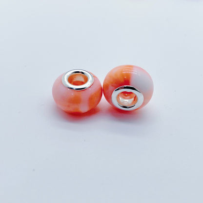 Acrylic Round Spacer Beads 14mm Ink Imitation Ceramic Large Hole 50pcs 10