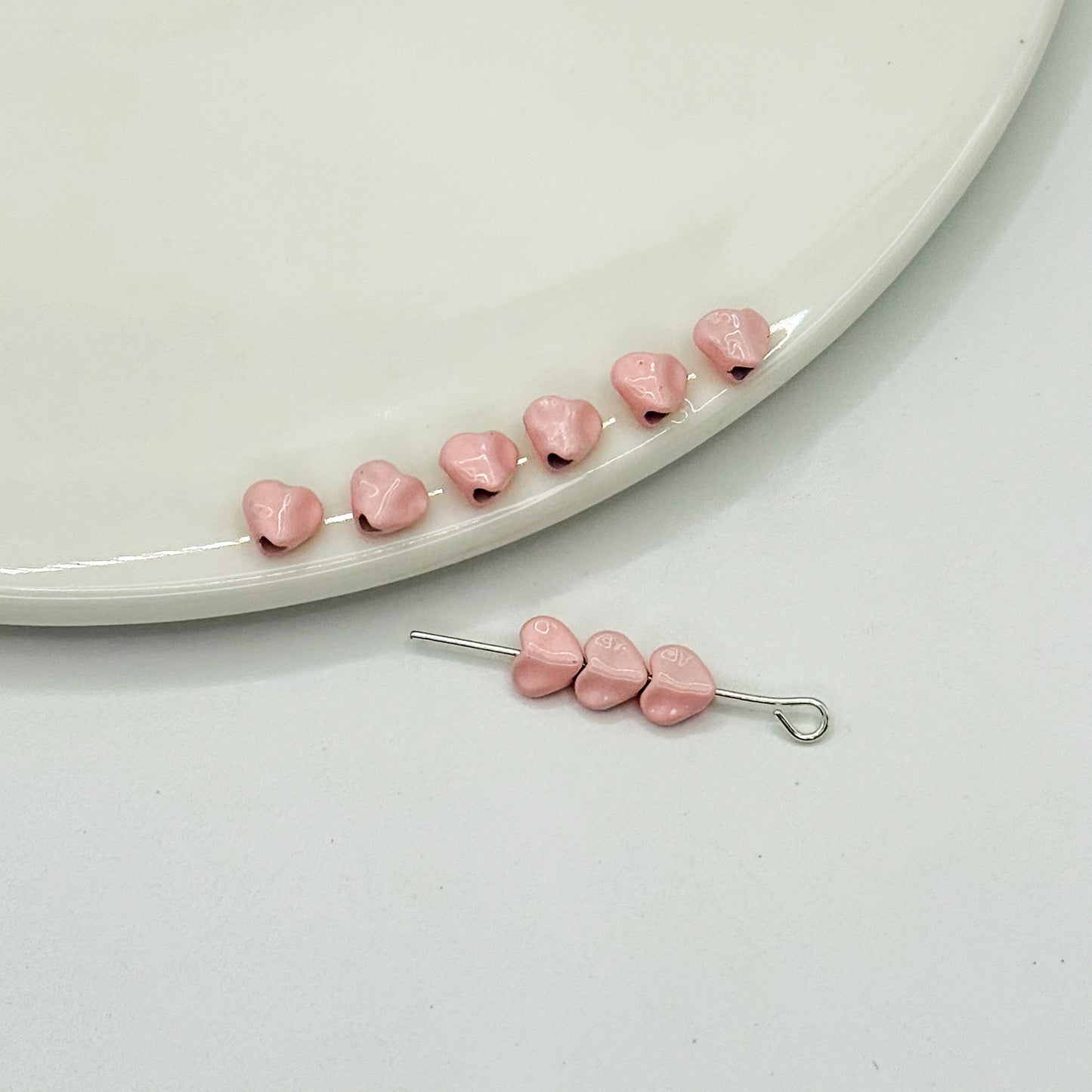 Heart Metal Beads 5mm Baking Painted Glossy Alloy 30pcs 7