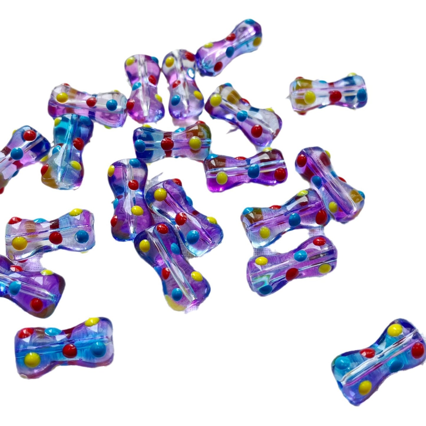 Painted Dotted Bone Glass Beads 17mm Hand Painted Colorful 1pc 5