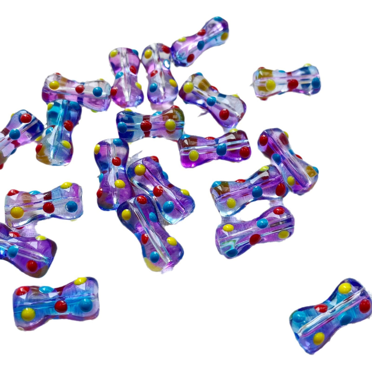 Painted Dotted Bone Glass Beads 17mm Hand Painted Colorful 1pc 5