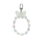 Acrylic Bow Beaded Keychain with Translucent Butterfly and Pastel Hearts