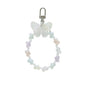 Acrylic Bow Beaded Keychain with Translucent Butterfly and Pastel Hearts