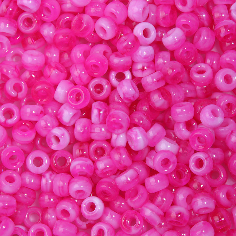 Multicolor Pony Beads Acrylic 9mm Smooth Finish 100pcs 40