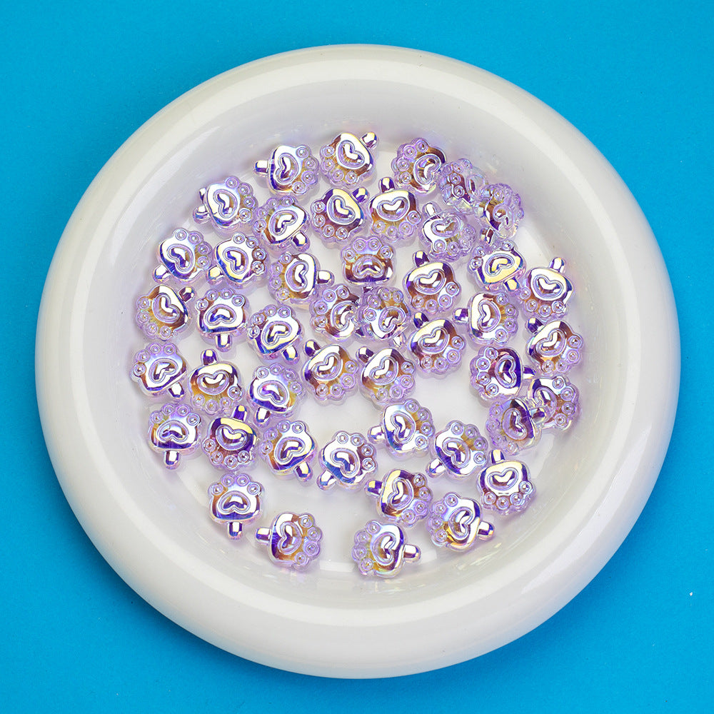 Transparent Plating Bear Paw Acrylic Beads 16mm Iridescent 20pcs 12