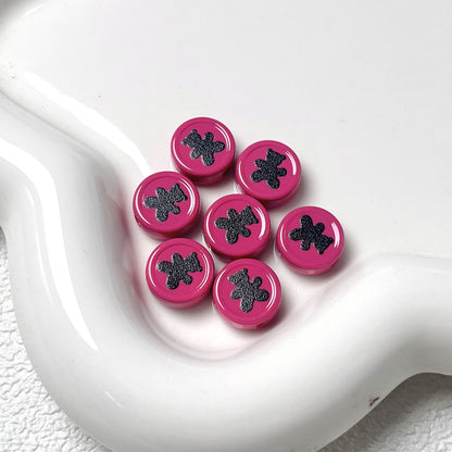 Bear Disc Acrylic Beads 12mm Colorful Mixed 10pcs 12