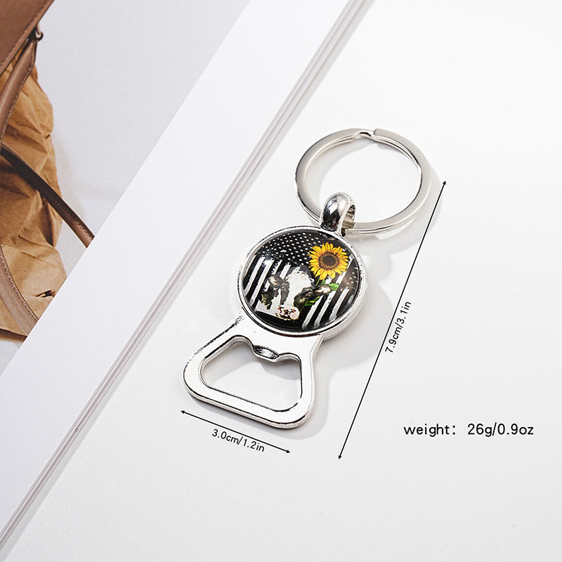 Metal Sunflower Bottle Opener Keychain Floral Design 11