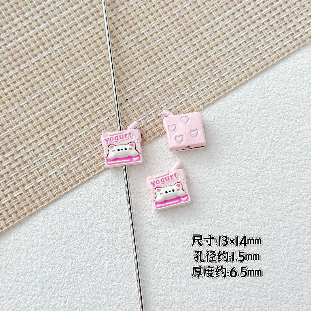 Painted Metal Beads 16mm Enamel Baking Phone & Yogurt Box 10pcs 13