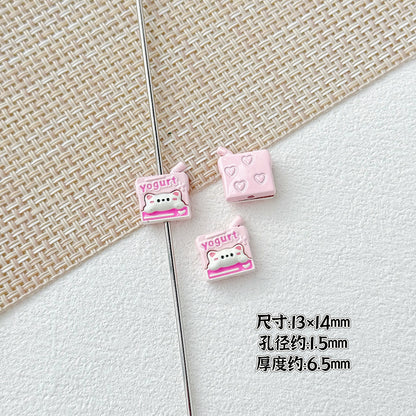 Painted Metal Beads 16mm Enamel Baking Phone & Yogurt Box 10pcs 13