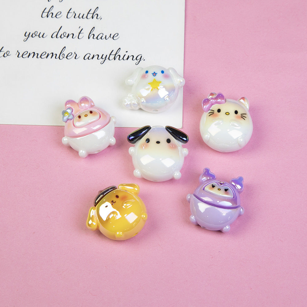 Chubby Sanrio Character Resin Beads Glossy Pastel Spheres 20pcs 3