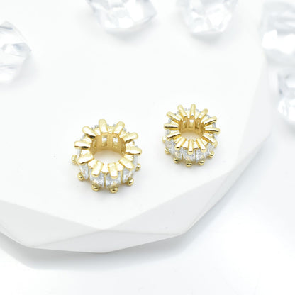 Brass Cubic Zirconia Spacer Beads 9/11mm Crystal-Studded 10pcs 2