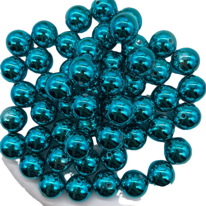 Plated Bubblegum Beads 20mm Metallic Mirror Finish Mixed Colors 20pcs 5