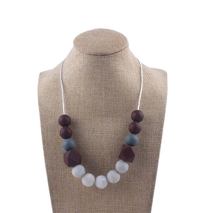 Silicone Beaded Keychain Necklace Matte Marble Hexagon Beads 15