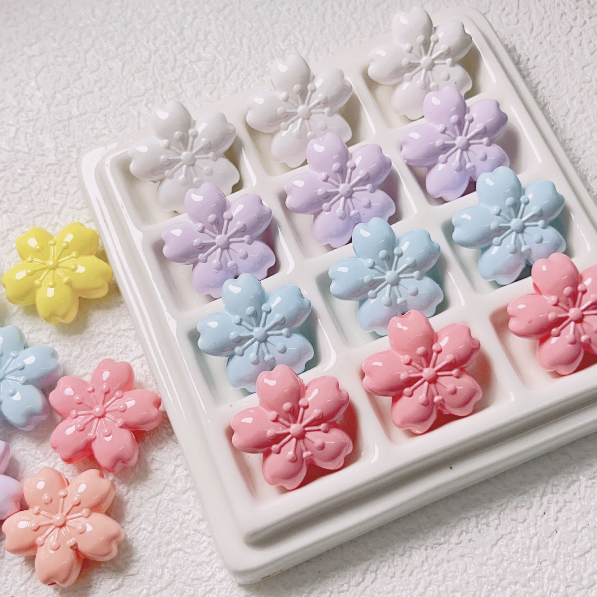Painted Cherry Acrylic Beads 23mm Spring Baking Pastel Colors 10pcs