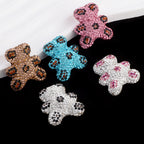 Polymer Clay Bear Rhinestone Beads 30mm Leopard Print Chunky 6pcs