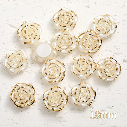 Pearl Imitation Camellia Acrylic Beads 10-18mm ABS Plastic 50pcs 11