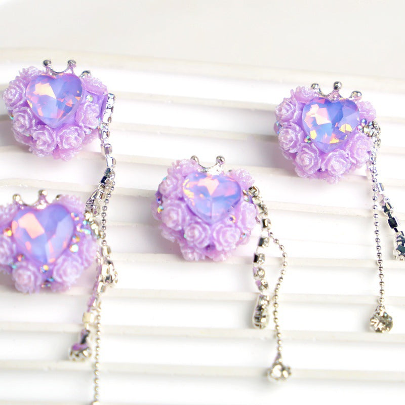 Lavender Crown Tassel 26mm Polymer Clay Focal Beads 2pcs