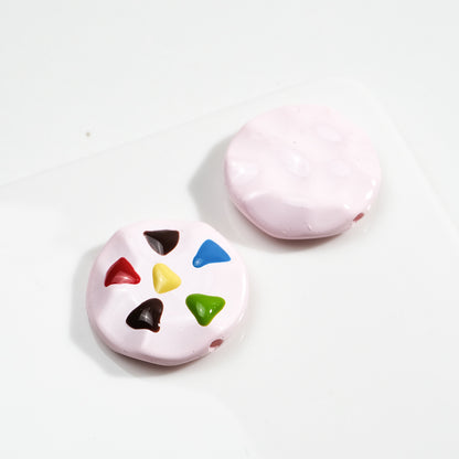Painted Cookies Acrylic Beads 25mm Colorful Baking Design 50pcs 10