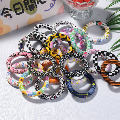 65mm Printed Silicone Beads Floral and Geometric Designs 4