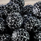Printed Bubblegum Beads 20mm Halloween Spider Web Black White 5pcs