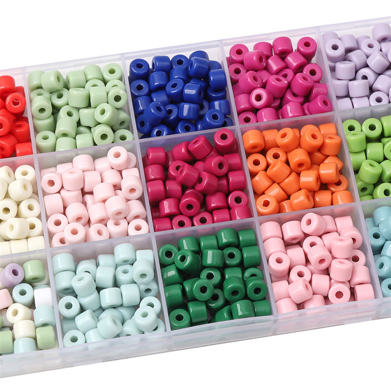 Cream Colored Pony Beads Acrylic 6mm Matte Wide Hole 50pcs