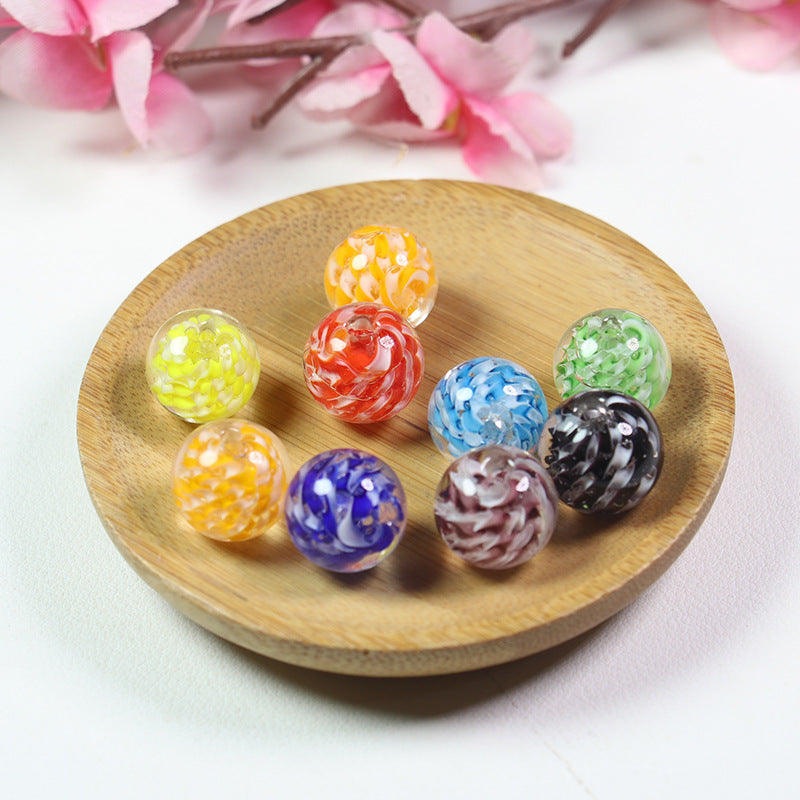Lampwork Glass Beads Round 14mm Two-Tone Spiral Pattern 10pcs 3