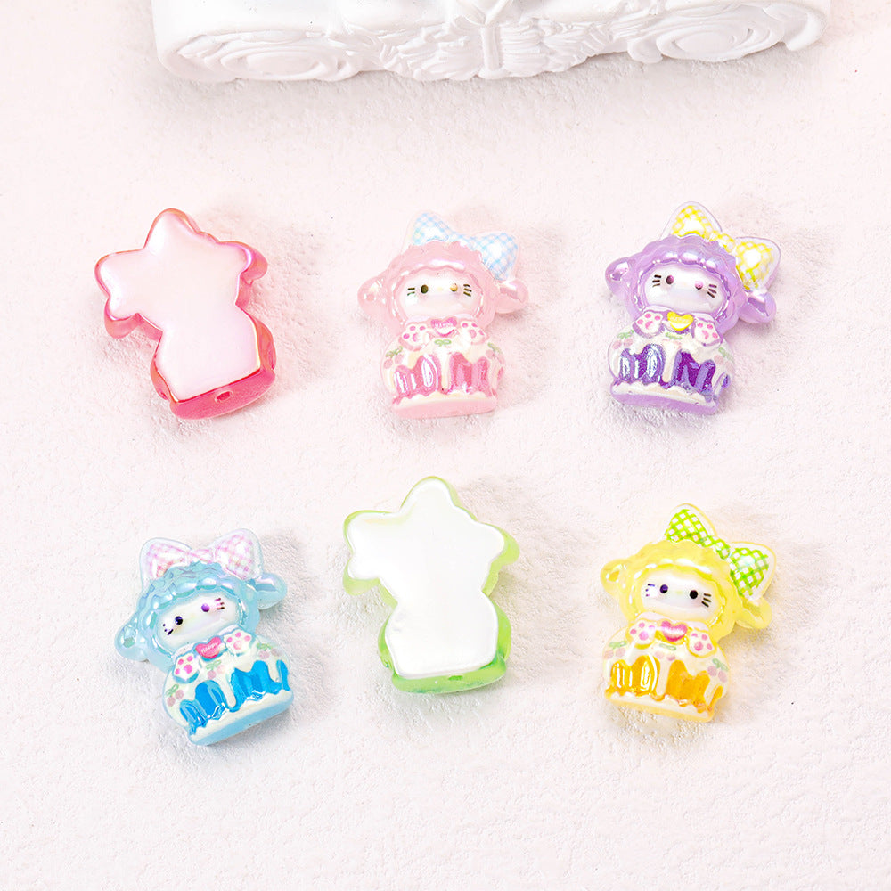 Glow In The Dark KT Kitten Cake Resin Beads 28x24x10mm Pastel Glossy 50pcs 5