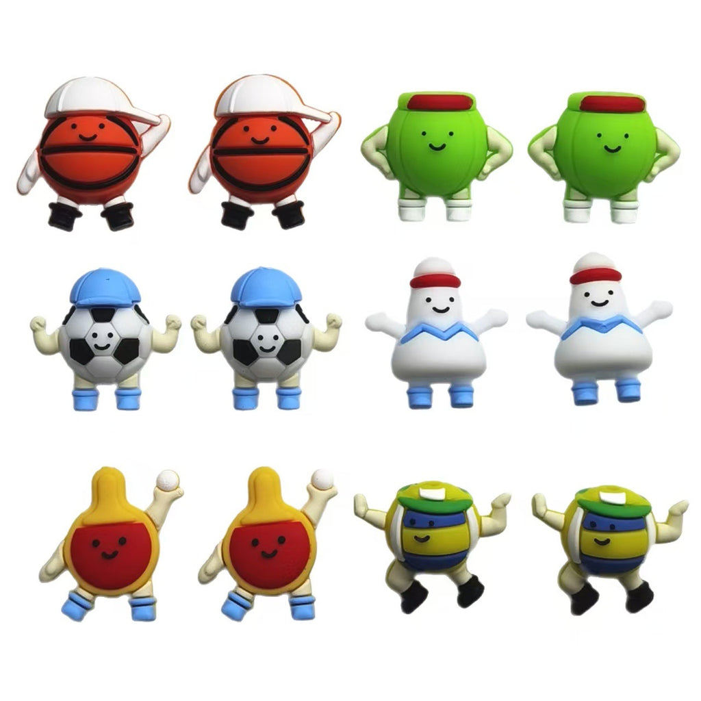 Silicone 3D Focal Beads Sports Football Basketball Characters Dynamic Poses 20pcs