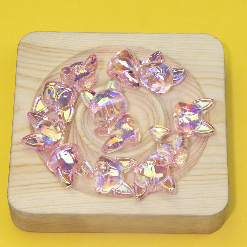 Transparent Plating Corgi Acrylic Beads 18mm Iridescent 20pcs 6