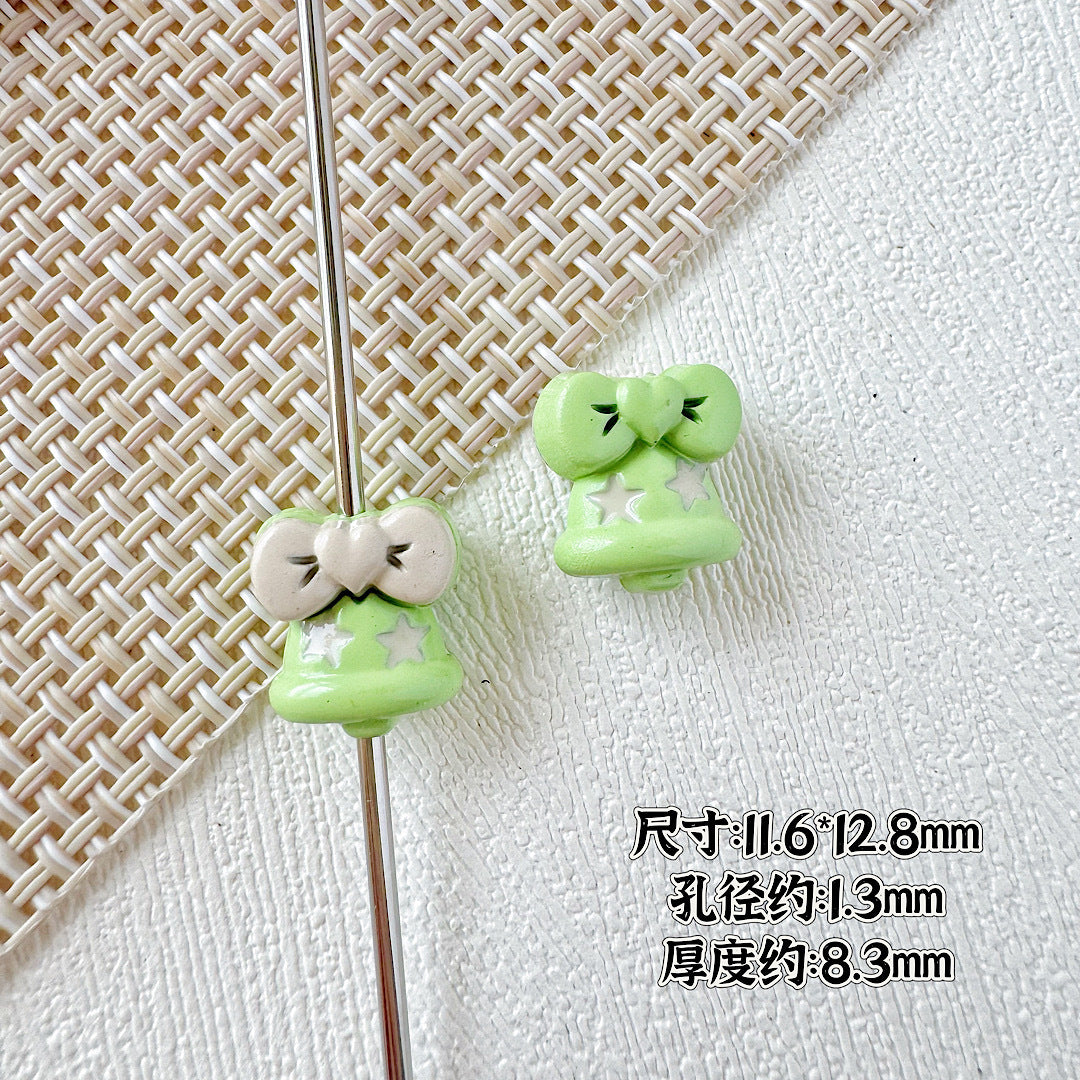 Bell and Bow Metal Beads 13mm Baking Painted Colorful 10pcs 7