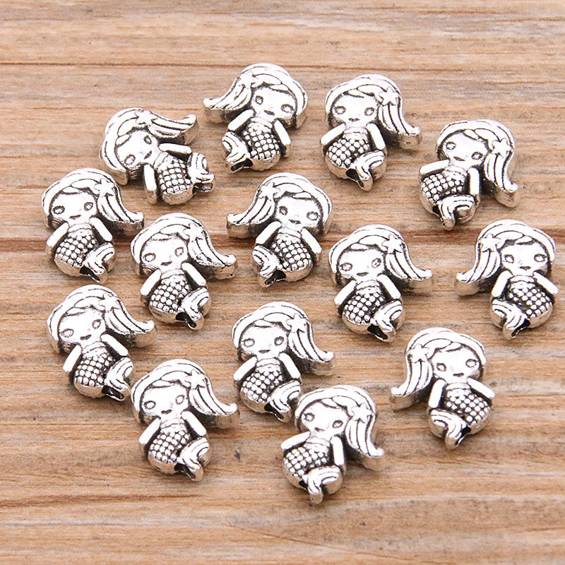 Fish Metal Beads Silver Tone Zinc Alloy Marine Creature Series 100pcs 3