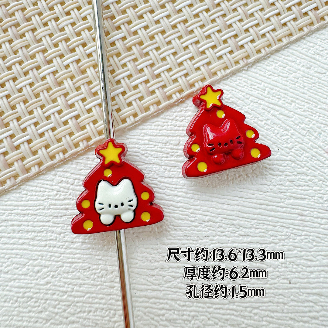 Christmas Tree and Birdcage Metal Beads 13-16mm Baking Painted 10pcs 11