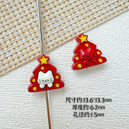 Christmas Tree and Birdcage Metal Beads 13-16mm Baking Painted 10pcs 11