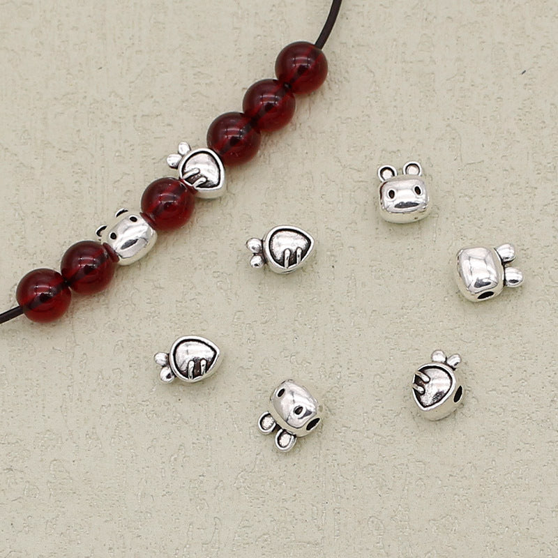 Easter Carrot and Rabbit Metal Beads 8mm Polished Silver Tone 100pcs