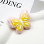 Hand Painted Butterfly Acrylic Beads 35mm Cream Double Color 6pcs 4