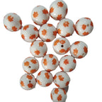 Printed Bubblegum Beads 20mm Orange Maple Leaves Glossy 10pcs 4
