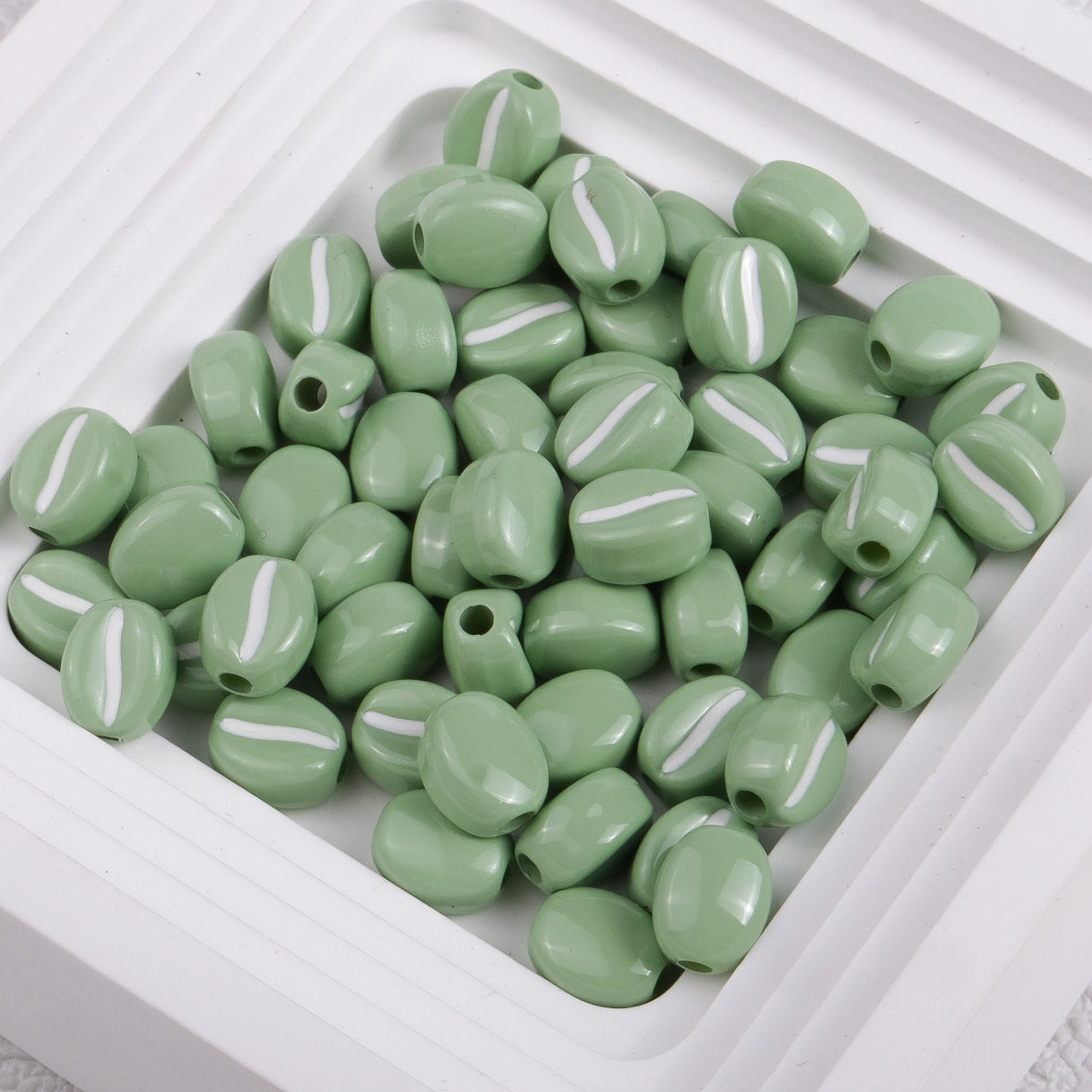 Macaron Colored Coffee Bean Acrylic Beads 9mm Glossy Finish 50pcs 5