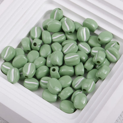 Macaron Colored Coffee Bean Acrylic Beads 9mm Glossy Finish 50pcs 5