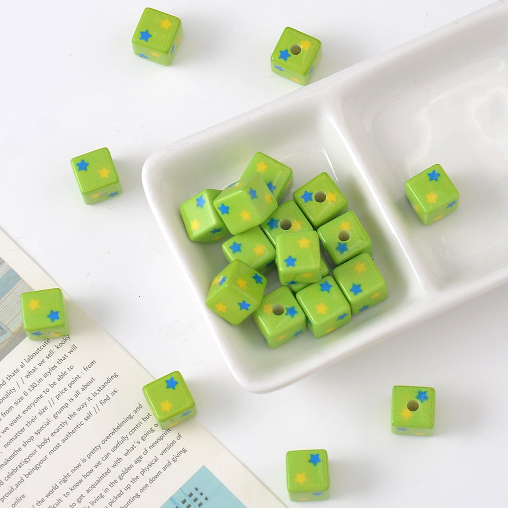 Star Acrylic Square Beads 10mm Colorful Tiny 10pcs 7