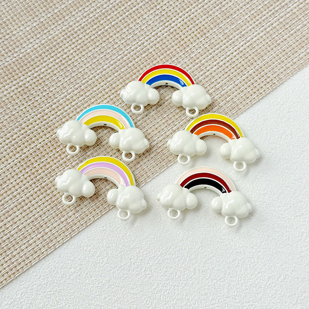 Painted Rainbow and Swing Plate Metal Beads 43mm 28mm Baking Finish 10pcs 8