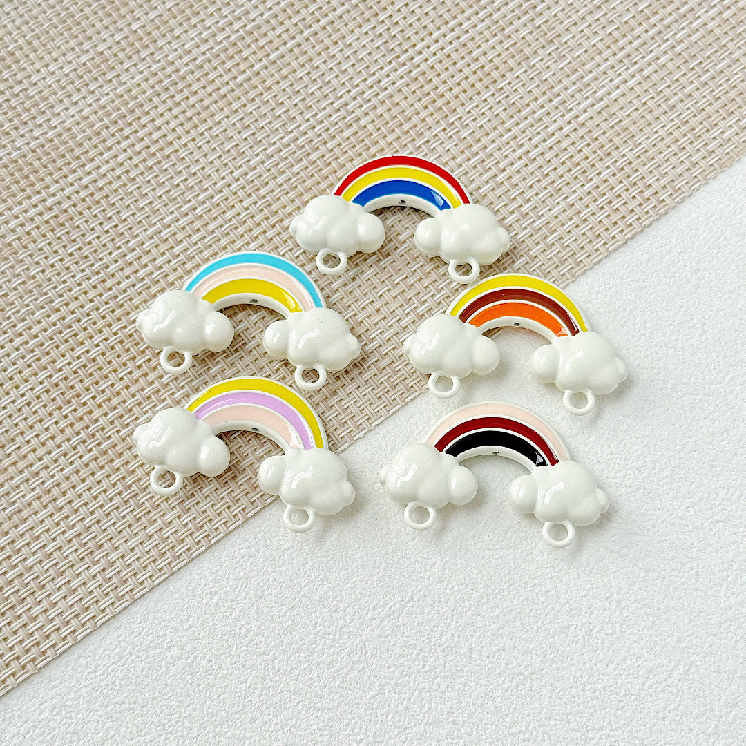 Painted Rainbow and Swing Plate Metal Beads 43mm 28mm Baking Finish 10pcs 8
